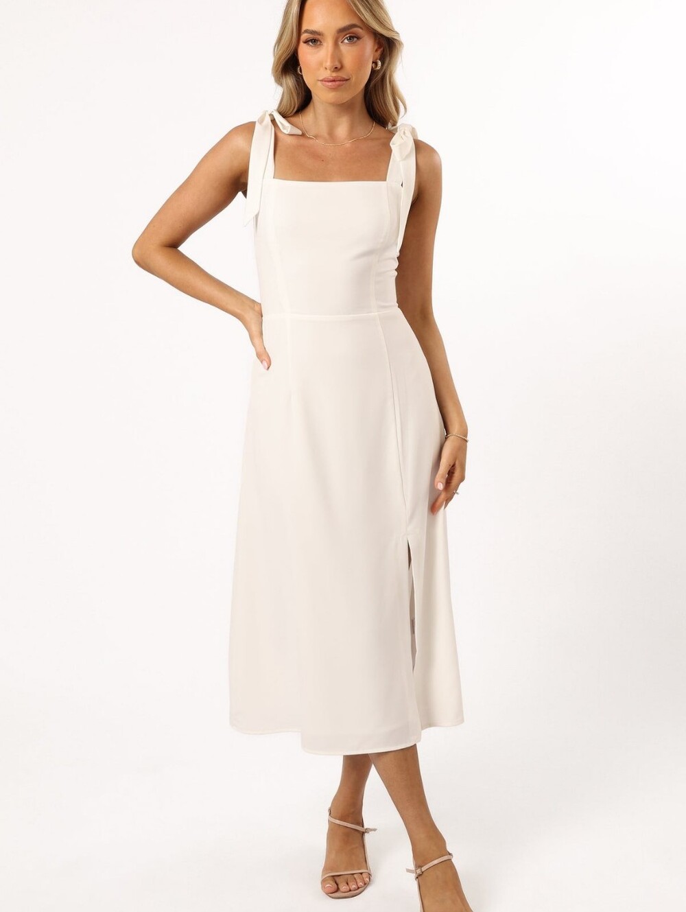 Petal & Pup Laurel White Midi Dress Tie Shoulder Cottagecore Coquette US 10 NWT